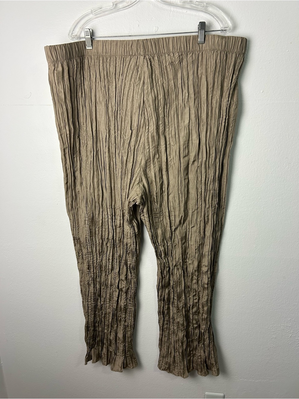 EILEEN FISHER Crushed 100% Silk Wide Leg Ankle Pants Size 2X Brown quite luxury - Picture 3 of 12